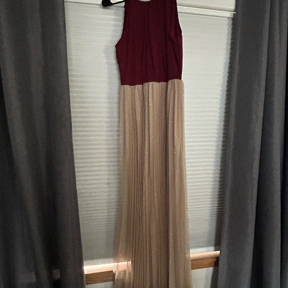 Elegant Burgundy and Gold Maxi Dress